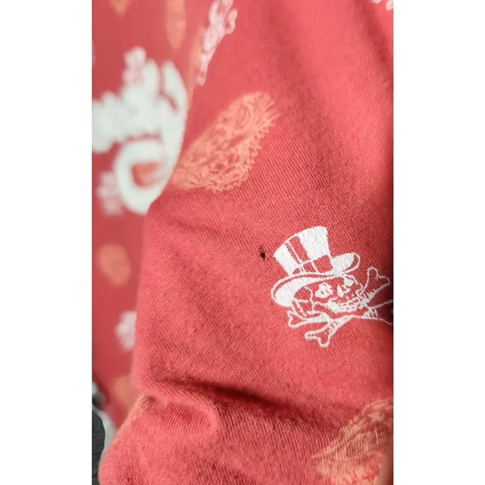 Ed Hardy Red Skull Heart Dagge Red T-Shirt Embroidered Christian Audigier Sz L